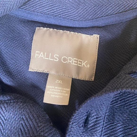 Falls Creek Mens sz 2XL Navy Blue Herringbone Long Sleeve Knit Pullover NWT - Picture 3 of 9